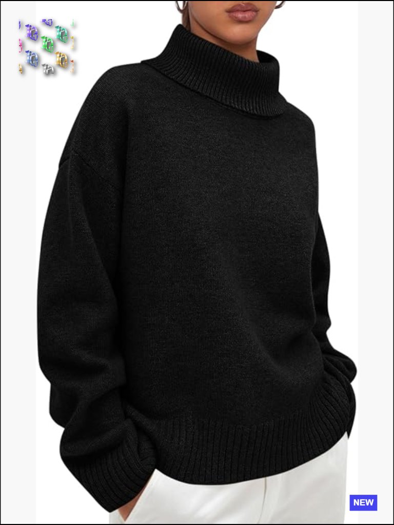 Chunky Knit Turtleneck Sweater Loose Fit Cozy Pullover 2026 Trendy Winter Top